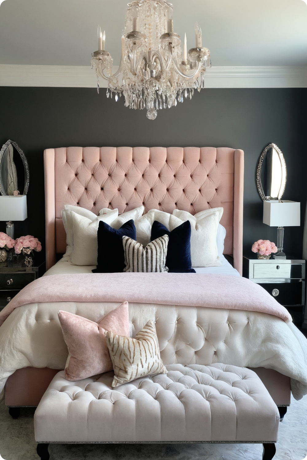 Pink Velvet Headboard